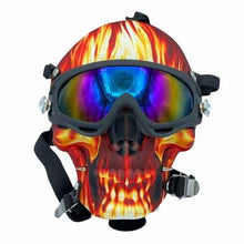Load image into Gallery viewer, Gas Mask w/ Acrylic Pipe - FLAMING SKULL
